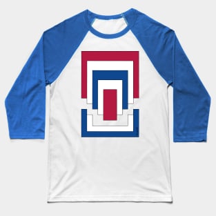 Rectangle Abstract in Red, White, and Blue Baseball T-Shirt